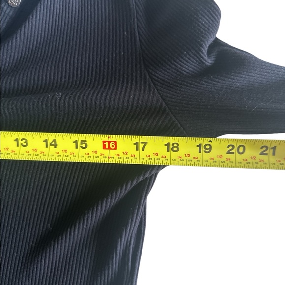 White House Black Market (WHBM) Black Ribbed Henley Long Sleeve Top - Size M - Picture 7 of 7